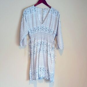 Roxy White 'Free Mind Temple' Kimono Sleeve V-Neck Floral Mini Dress - XS